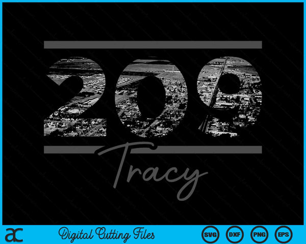 Tracy 209 Netnummer Skyline Californië Vintage SVG PNG digitale snijbestanden