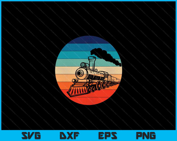 Train Railroad Vintage Retro Locomotive Old Model SVG PNG Digital Cutting Files