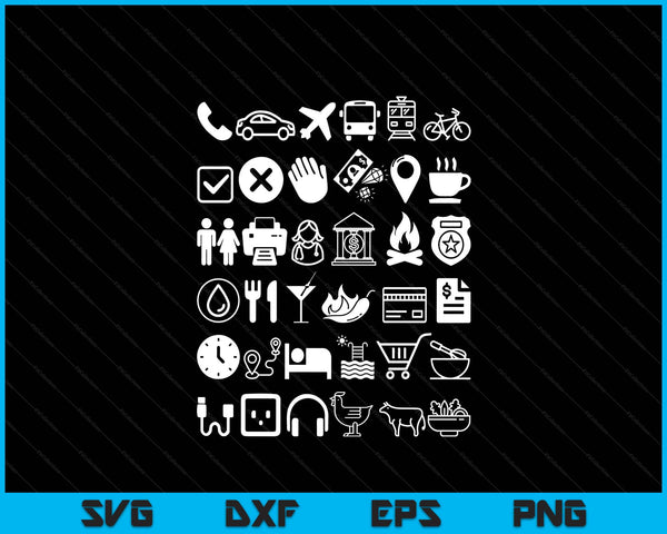 Travel Pictures For Language Translation Icons To Point To SVG PNG Digital Printable Files
