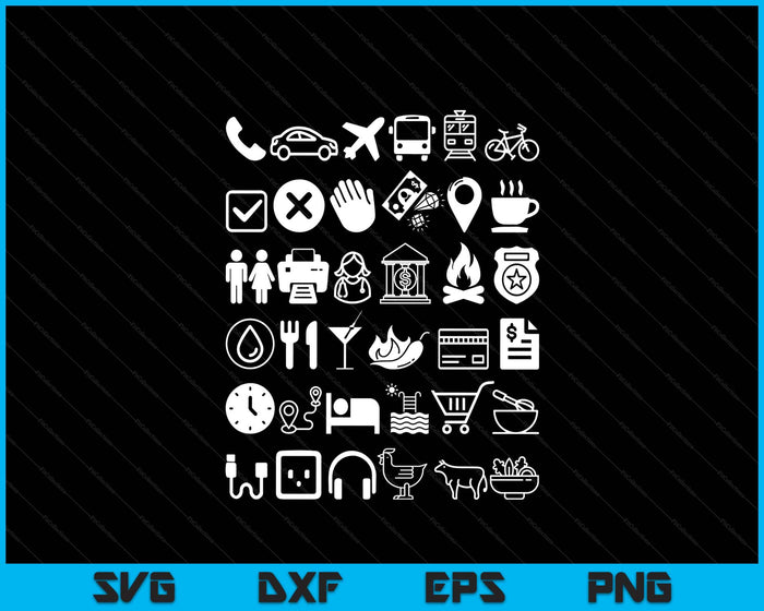 Travel Pictures For Language Translation Icons To Point To SVG PNG Digital Printable Files