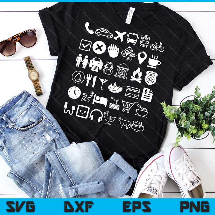 Travel Pictures For Language Translation Icons To Point To SVG PNG Digital Printable Files