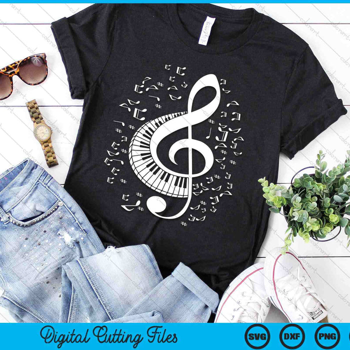 Treble Clef Keyboard Classical Music Notes Pianist Piano SVG PNG Digital Printable Files