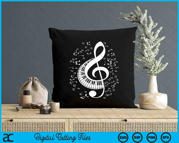 Treble Clef Keyboard Classical Music Notes Pianist Piano SVG PNG Digital Printable Files