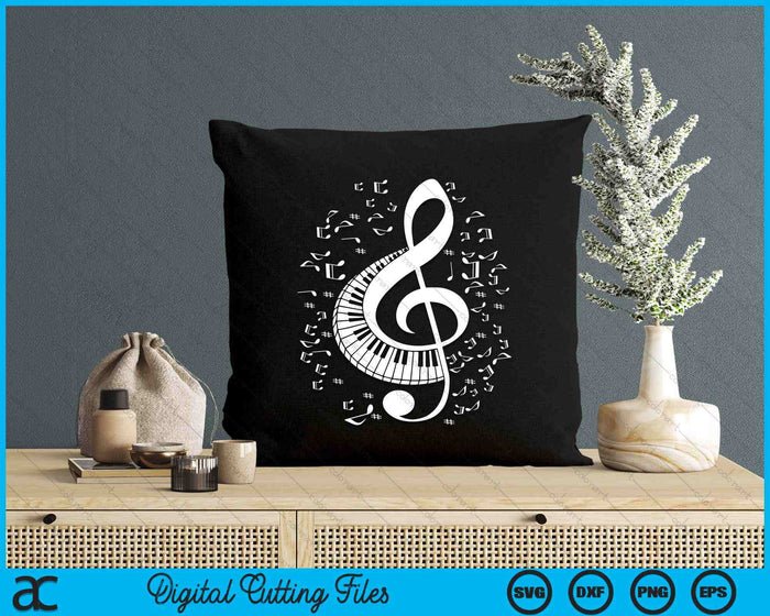 Treble Clef Keyboard Classical Music Notes Pianist Piano SVG PNG Digital Printable Files