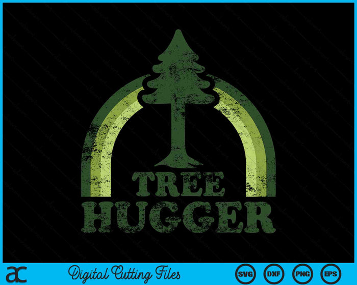 Tree Hugger Vintage Retro Nature Environmental SVG PNG Digital Cutting Files