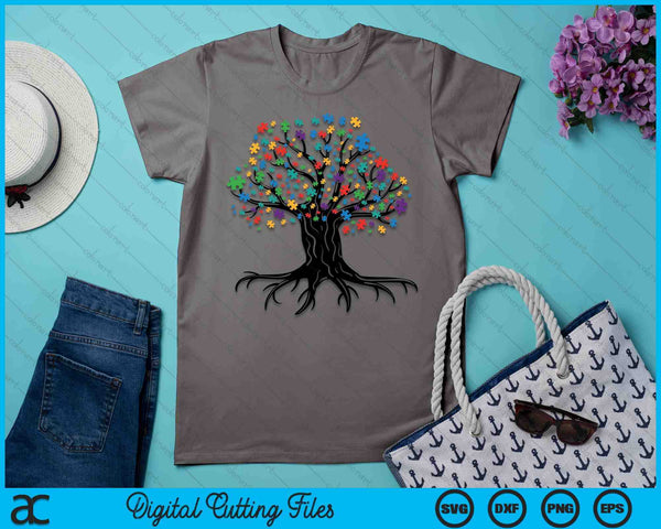 Tree Of Life Autism Awareness Month Funny ASD Supporter Gift SVG PNG Digital Cutting Files - on a t-shirt