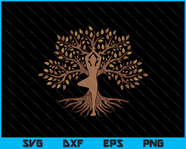 Tree of Life with Woman Yoga SVG PNG Cutting Printable Files