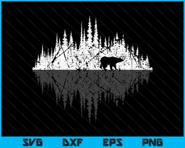 Trees Reflection Wildlife Nature Animal Bear SVG PNG Cutting Printable Files
