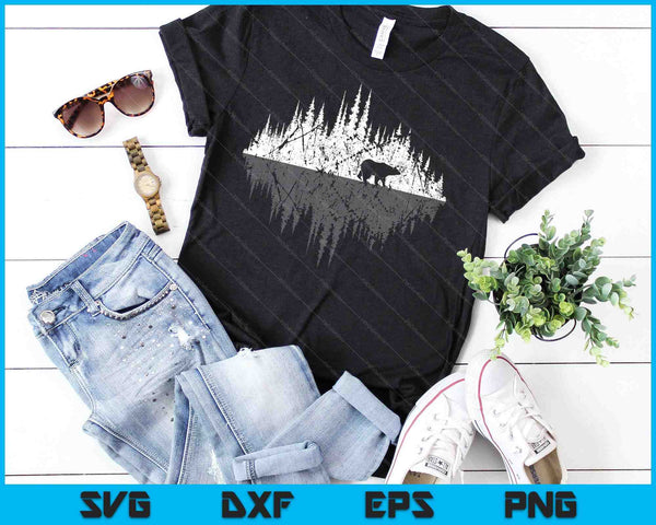 Árboles Reflexión Vida Silvestre Naturaleza Animal Oso SVG PNG Cortar Archivos Imprimibles - on a t-shirt
