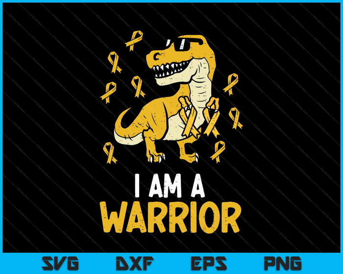 Trex Warrior Childhood Cancer Ribbon Awareness Dinosaur SVG PNG Digital Printable Files
