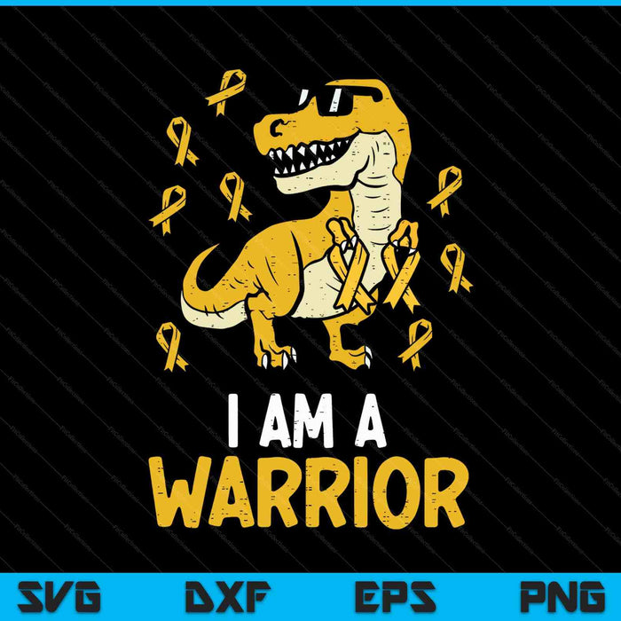 Trex warrior childhood cancer ribbon awareness dinosaur SVG cut file