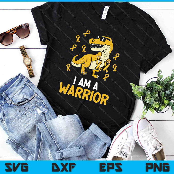Trex Warrior Childhood Cancer Ribbon Awareness Dinosaur SVG PNG Digital Printable Files