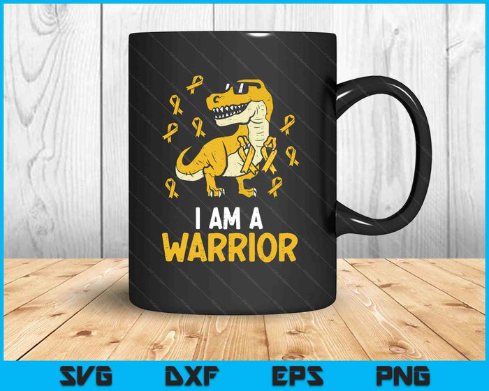Trex Warrior Childhood Cancer Ribbon Awareness Dinosaur SVG PNG Digital Printable Files