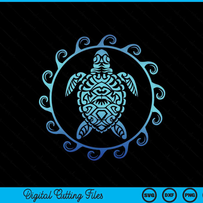 Tribal Hawaiian Maori sun sea turtle SVG PNG cut file for Cricut