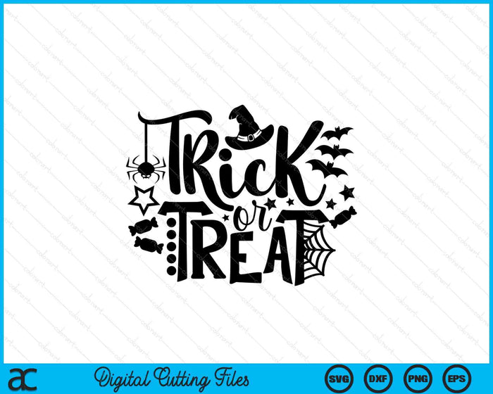 Trick or Treat, Halloween deur teken SVG PNG snijden afdrukbare bestanden