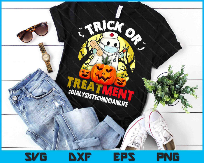 Trick Or Treatment Ghost Dialysis Technician Life Halloween SVG PNG Digital Printable Files