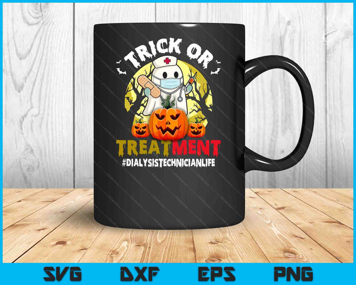 Trick Or Treatment Ghost Dialysis Technician Life Halloween SVG PNG Digital Printable Files