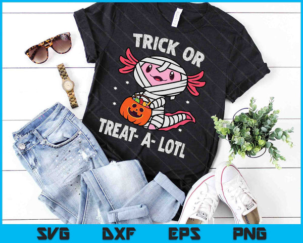 Trick or Treat A Lotl Axolotl Mummy Halloween SVG PNG Digital Cutting Files