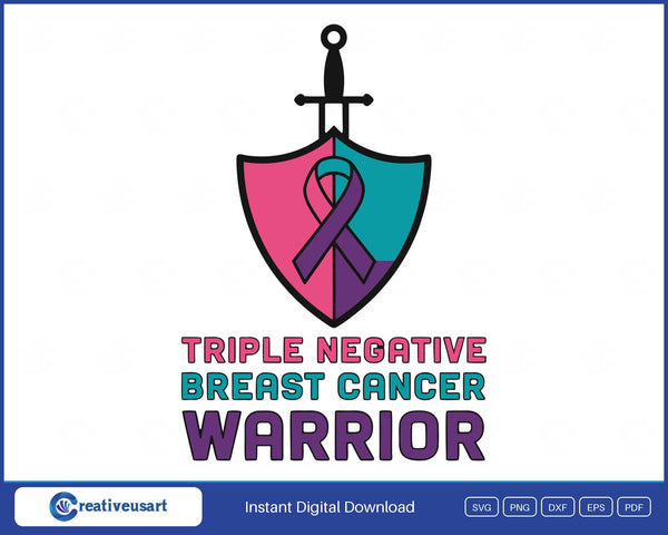 Triple Negative Breast Cancer Warrior Shield SVG design on a white background