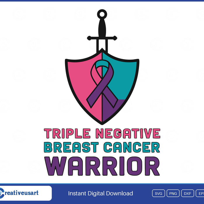 Triple Negative Breast Cancer Warrior Shield SVG design on a white background