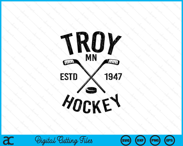 Troy Minnesota Ice Hockey Sticks Vintage Gift SVG PNG Digital Cutting Files