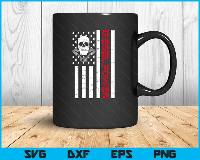 Truck Diesel Power US Flag Skull Patriotic SVG PNG Digital Printable Files