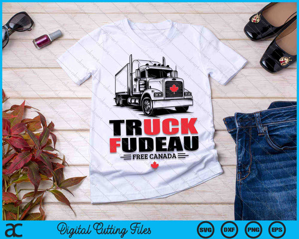 Truck Fudeau Anti Justin Trudeau Gratis Canada Vintage Trucker SVG PNG digitale snijbestanden