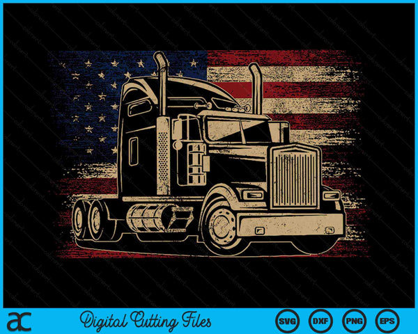 Trucker Amerikaanse vlag vrachtwagenchauffeur SVG PNG digitale snijbestanden