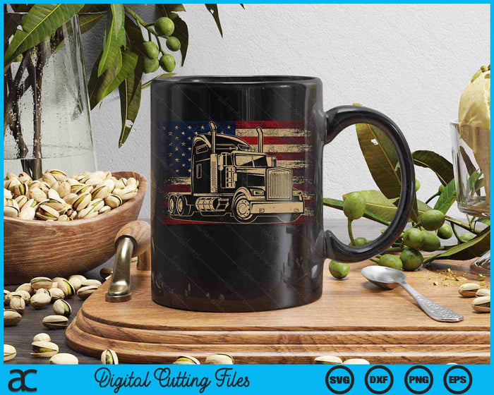 Trucker American Flag Truck Driver SVG PNG Digital Cutting Files