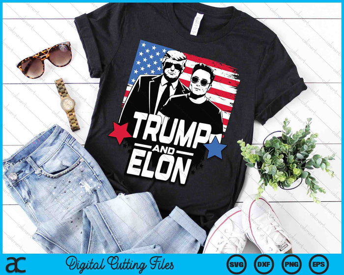 Trump And Elon 2024 Presidential Election American Flag SVG PNG Digital Printable Files