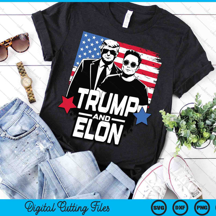 Trump And Elon 2024 Presidential Election American Flag SVG PNG Digital Printable Files