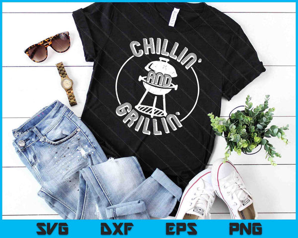 Tu Chillin en Grillin kostuum grappige BBQ-grillen papa SVG PNG digitale snijbestanden