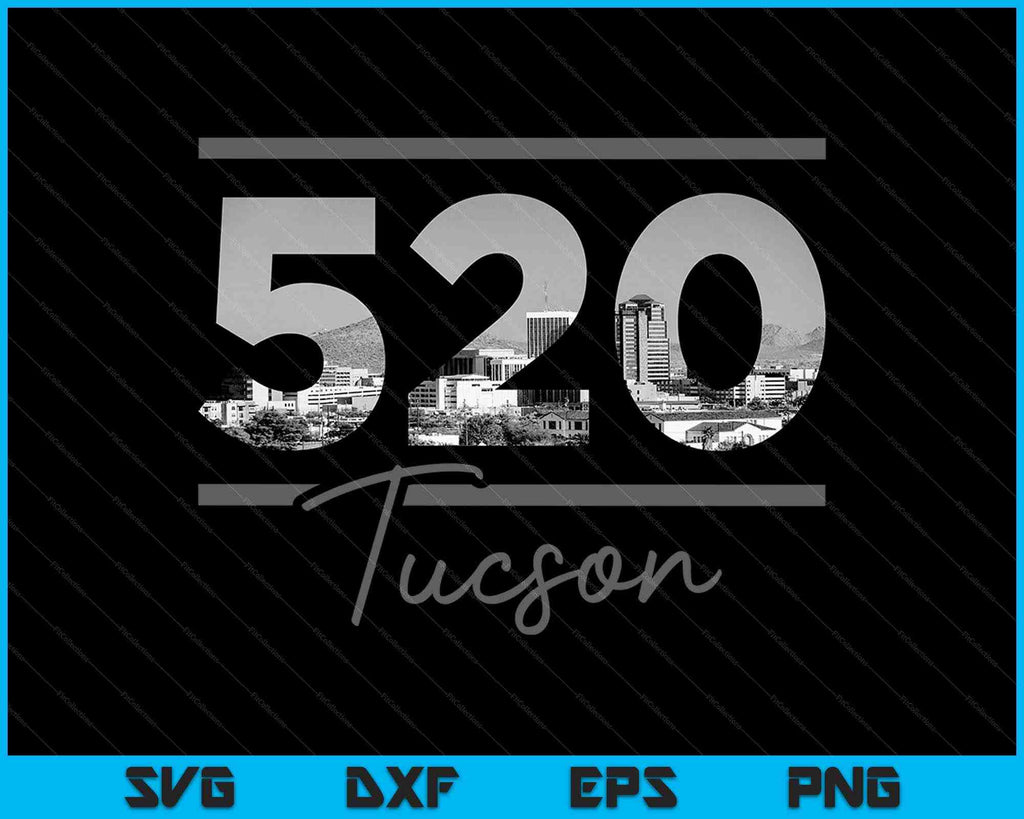Tucson 520 Area Code Skyline Arizona Vintage SVG PNG Printable Files ...