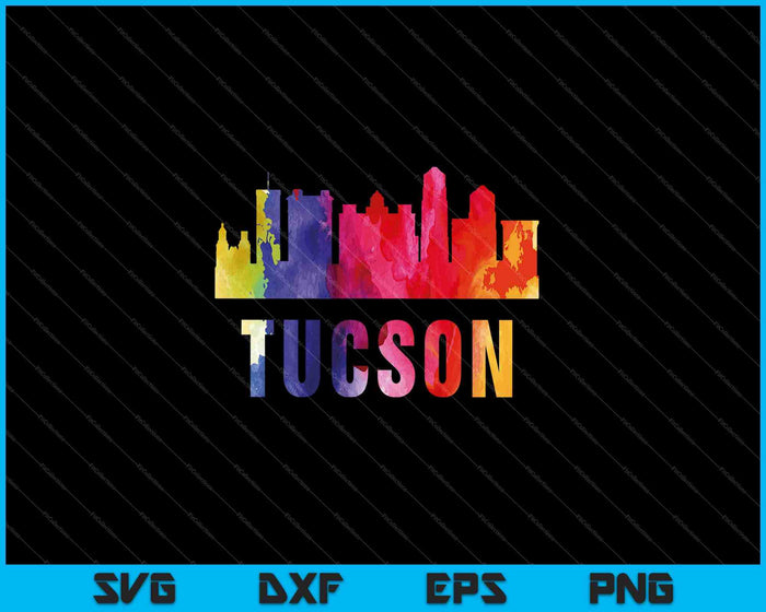 Tucson Watercolor Skyline Home State Souvenir SVG PNG Cutting Printable Files