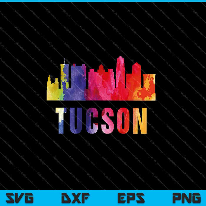 Tucson Watercolor Skyline Home State Souvenir SVG PNG Cutting Printable Files