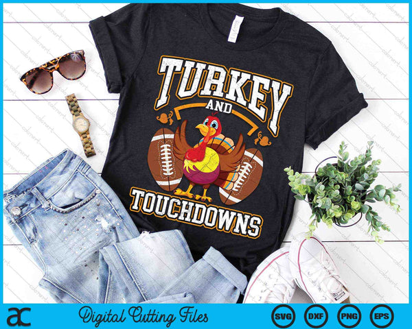 Turkey And Touchdowns Thanksgiving Football SVG PNG Digital Cutting Files