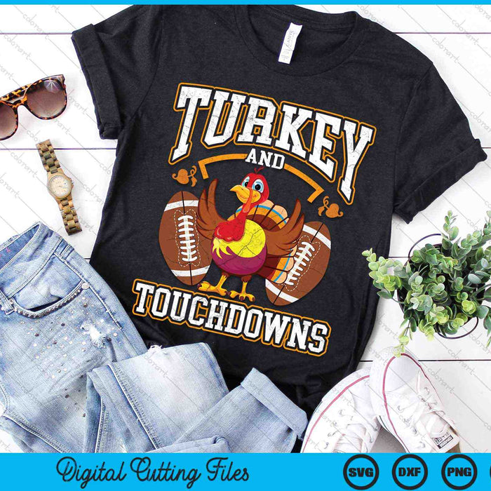 Turkey And Touchdowns Thanksgiving Football SVG PNG Digital Cutting Files