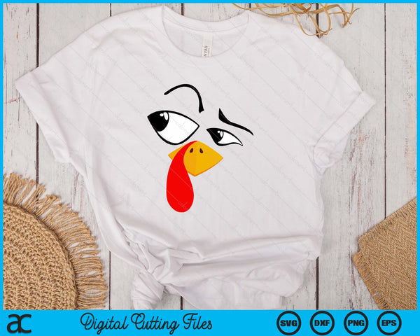 Turkey Face Pilgrim Funny Thanksgiving Costume SVG PNG Digital Printable Files