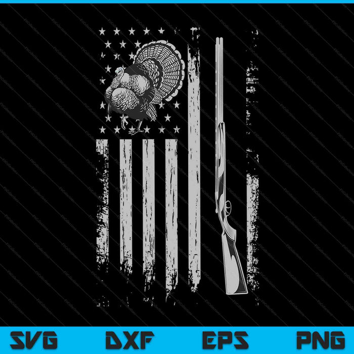 Turkey Hunting American Flag Thunder Chicken Gift For Hunter SVG PNG Digital Cutting Files
