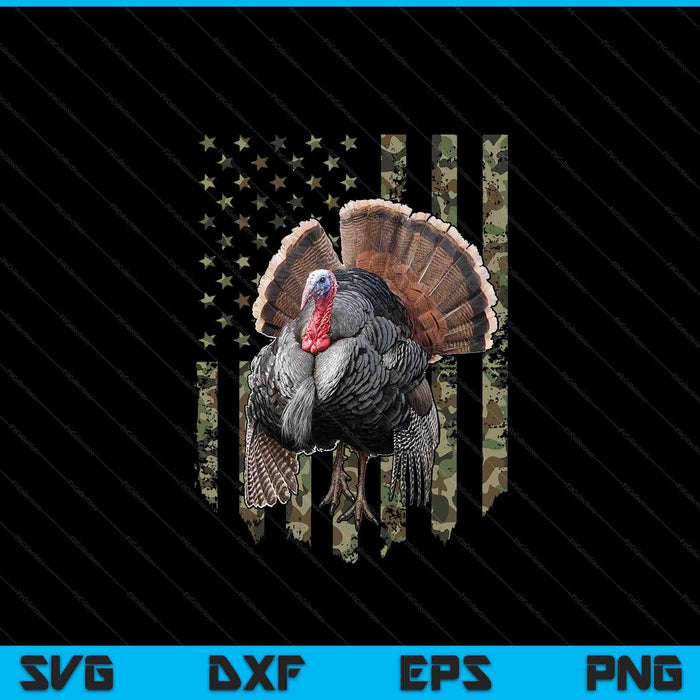 Turkey hunting American flag tree camouflage SVG cut file