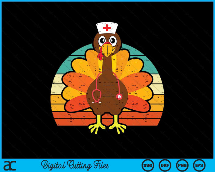 Turkey Nurse Stethoscope Thanksgiving Fall Scrub SVG PNG Digital Printable Files