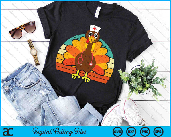 Turkey Nurse Stethoscope Thanksgiving Fall Scrub SVG PNG Digital Printable Files