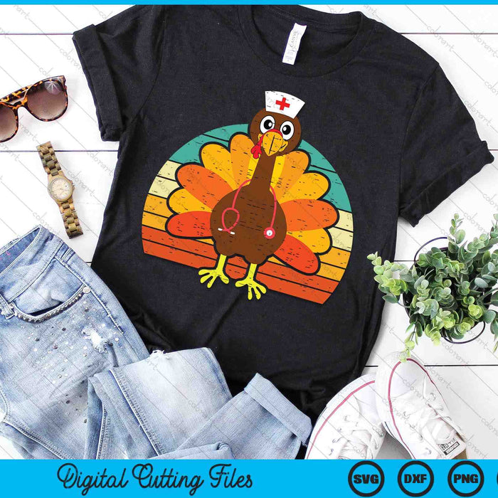 Turkey Nurse Stethoscope Thanksgiving Fall Scrub SVG PNG Digital Printable Files