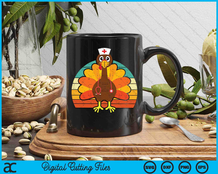 Turkey Nurse Stethoscope Thanksgiving Fall Scrub SVG PNG Digital Printable Files