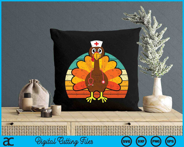 Turkey Nurse Stethoscope Thanksgiving Fall Scrub SVG PNG Digital Printable Files