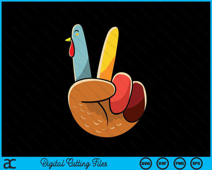 Turkey Peace Hand Sign Thanksgiving Thankful SVG PNG Digital Cutting Files