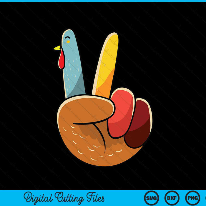 Turkey peace hand sign Thanksgiving thankful SVG cut file