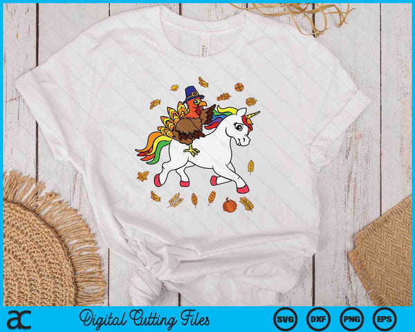 Turkey Riding Pilgrim Unicorn Thanksgiving SVG PNG Digital Printable Files