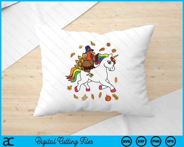 Turkey Riding Pilgrim Unicorn Thanksgiving SVG PNG Digital Printable Files