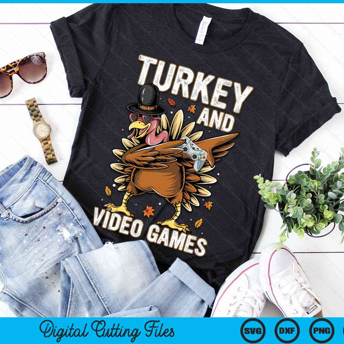 Turkey and Video Games Thanksgiving Gamer SVG PNG Digital Cutting Files